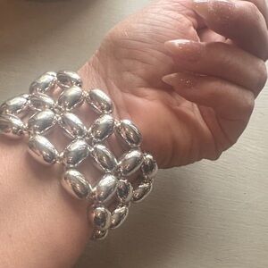 Silver Bead Link Bracelet - Women Jewelry